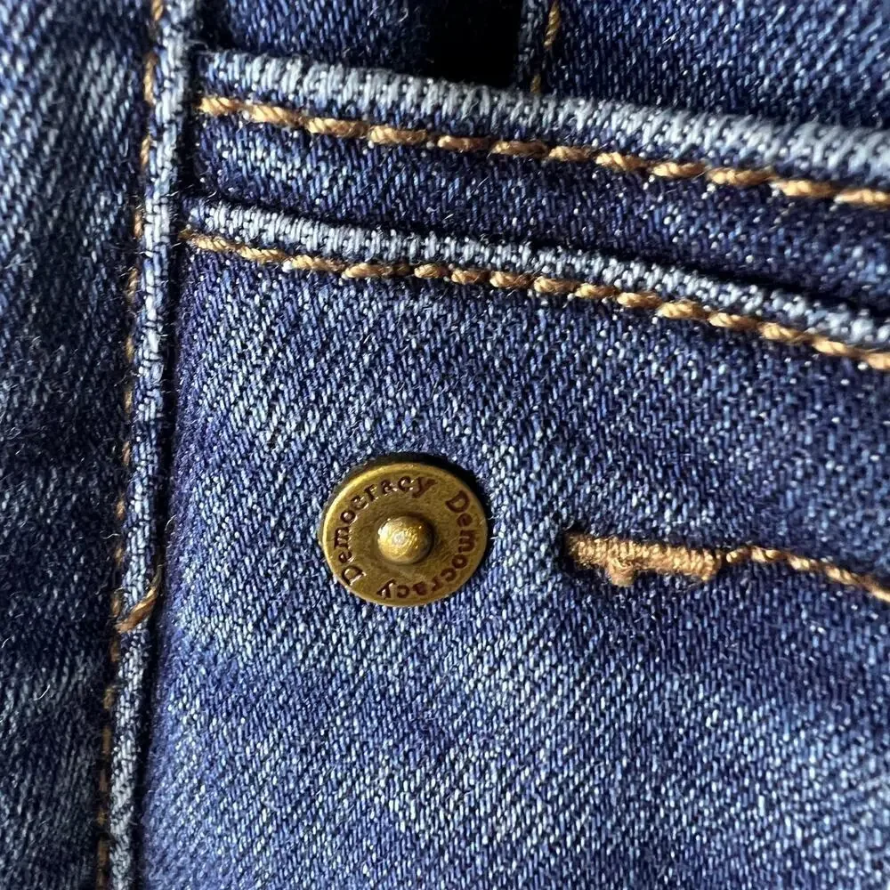 Democracy Jeans Womens Size 2 Blue Ab Technology Distressed Skinny Whiskering